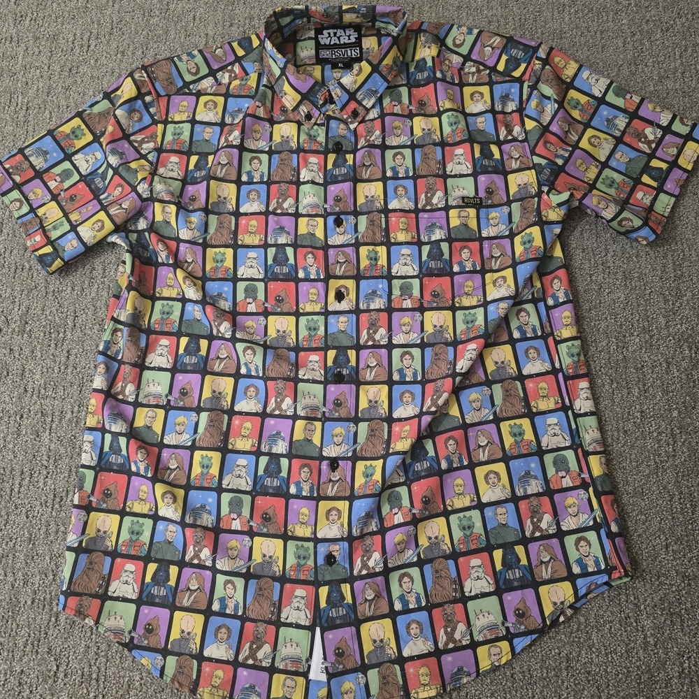 RSVLTS Men XL Star Wars Jar Jar Binks  Shirt Button Down